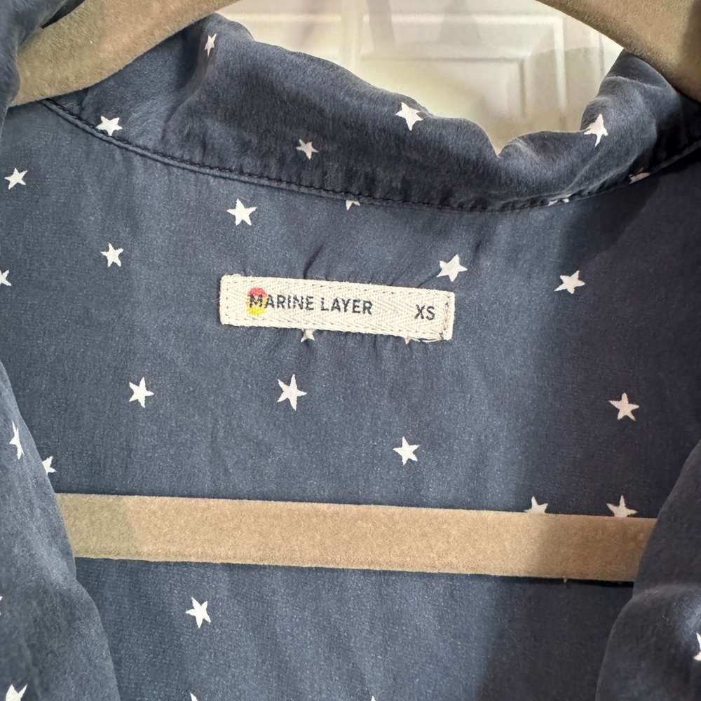 Women’s Marine Layer 100% Silk Pajama Short Set Size XS Starry Night - Picture 3 of 8